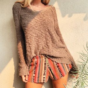 Free People Brown Oversized Knit Sweater